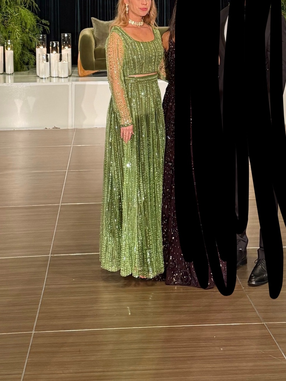 Green Lehenga (two pieces top + skirt)